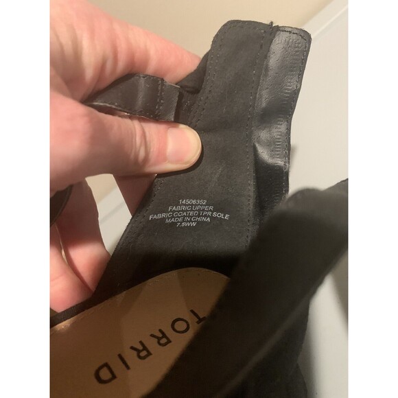 TORRID WOMEN’S SIZE 7.5 WW STRAPPY FLATFORM SANDAL - FAUX SUEDE BLACK - Picture 8 of 10